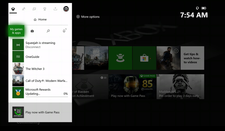 Navigate to the dashboard by using the d pad and selecting My games apps