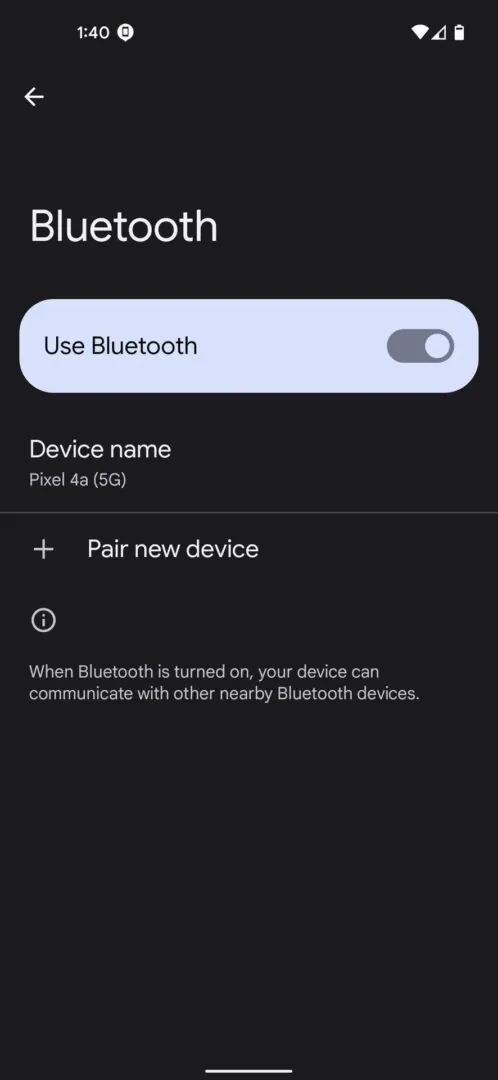 Bluetooth settings