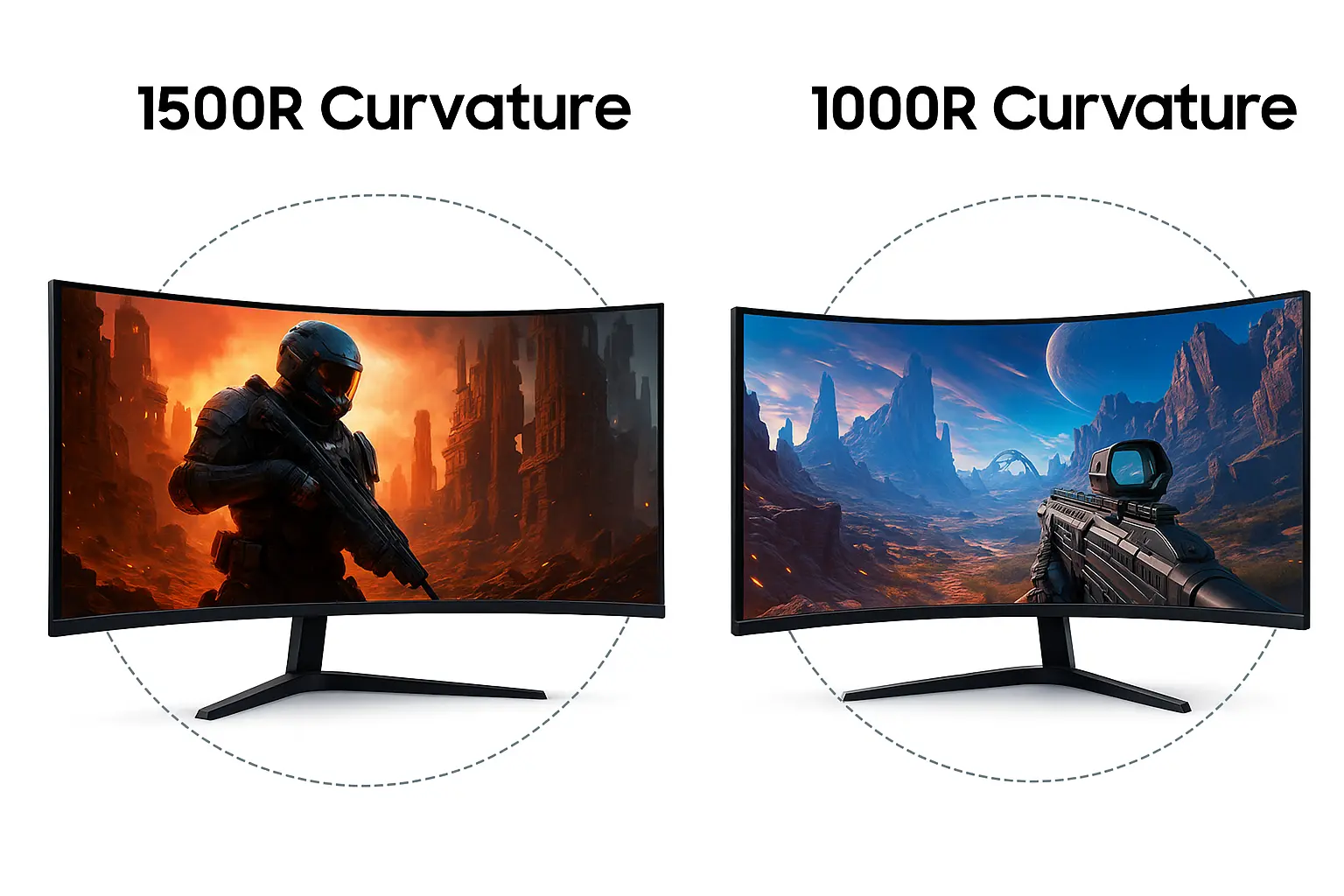 1000R vs 1500R Gaming Characteristics